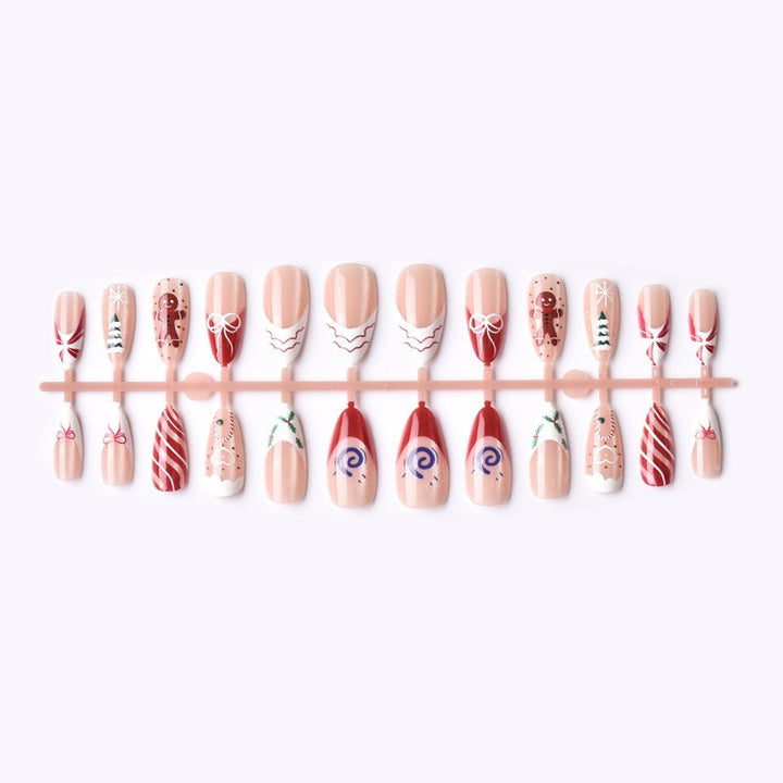 Christmas art nail set with festive gingerbread and Christmas tree motifs Kalsten