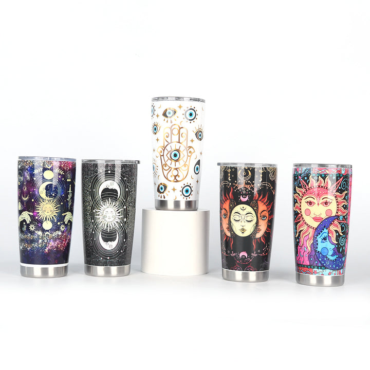 Ergonomic Tapered Insulated Stainless Steel Travel Tumbler With Clear Press-Fit Lid And Non-Slip Base