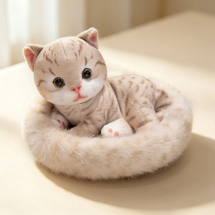 Mini Plush Calico Cat in Plush Cave Nest with Hanging Loop Kalsten