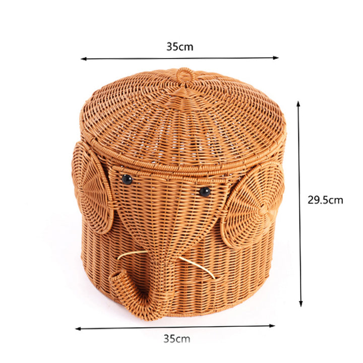 Elephant-Shaped Woven Storage Basket Kalsten