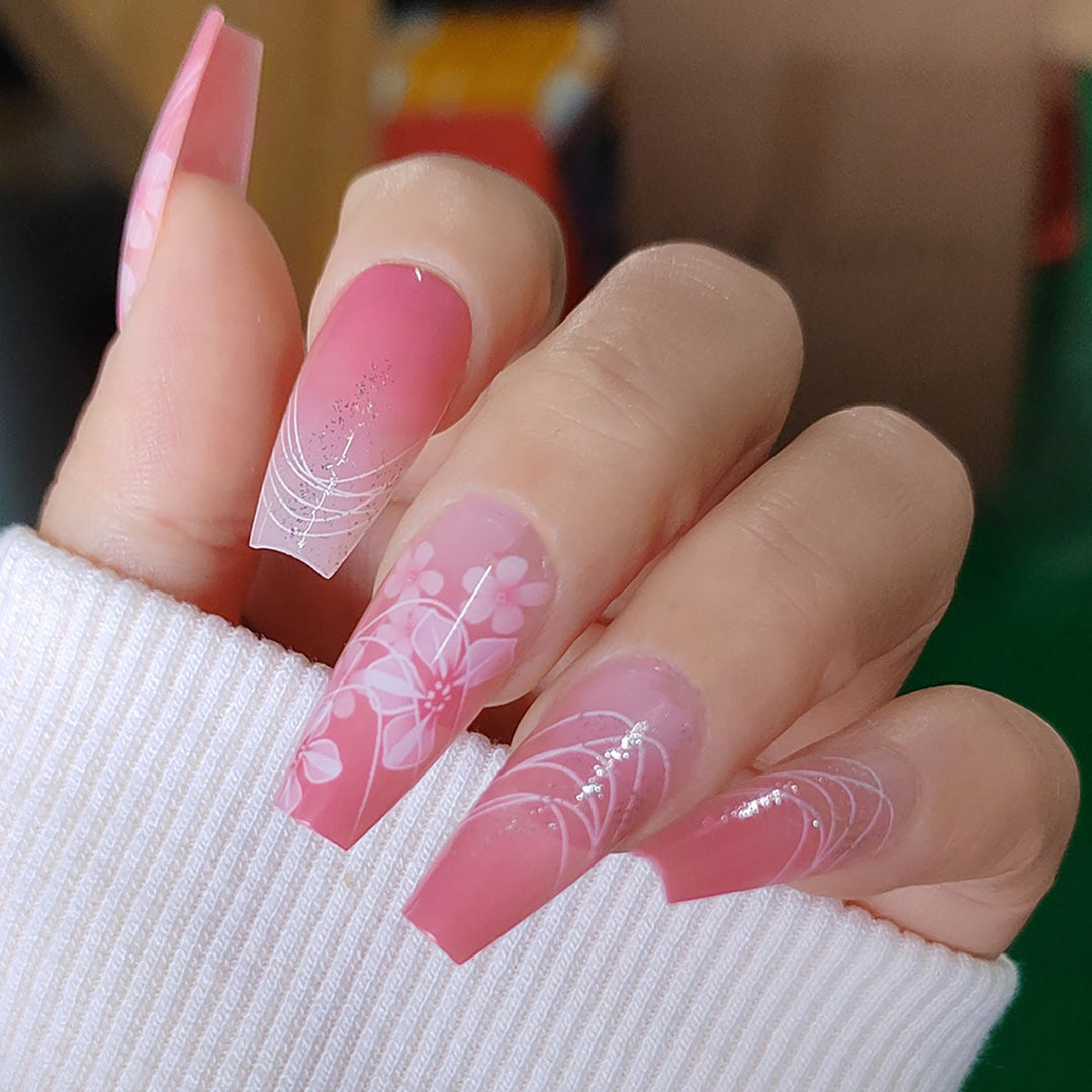 Artistic Floral Press-On Nail Art Set