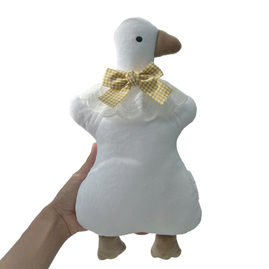 Plush Duck Comforter Pillow with Gingham Bow