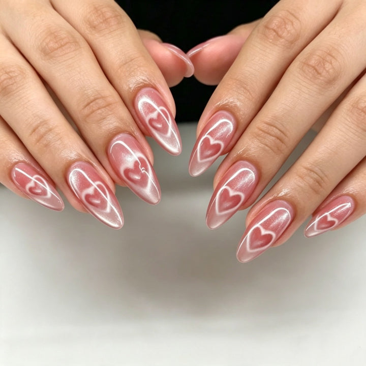 Artistic Heart Design Stiletto Press-On Nails