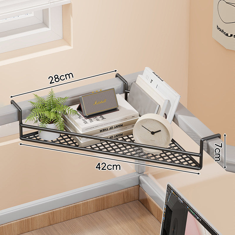 Clamp-On Mesh Desk Partition Shelf Organizer with Lattice Tray and Over-Edge Hooks