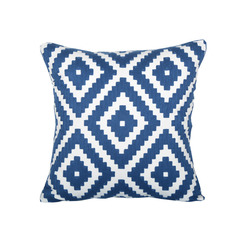 Decorative Geometric Cotton Throw Pillow Cover with Hidden Zipper and Removable Insert