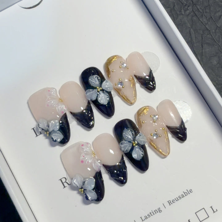 Floral Embellished Press-On Nail Art Set
