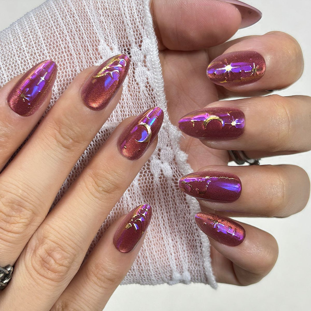 Decorative Press-On Nail Set with Unique Designs Kalsten