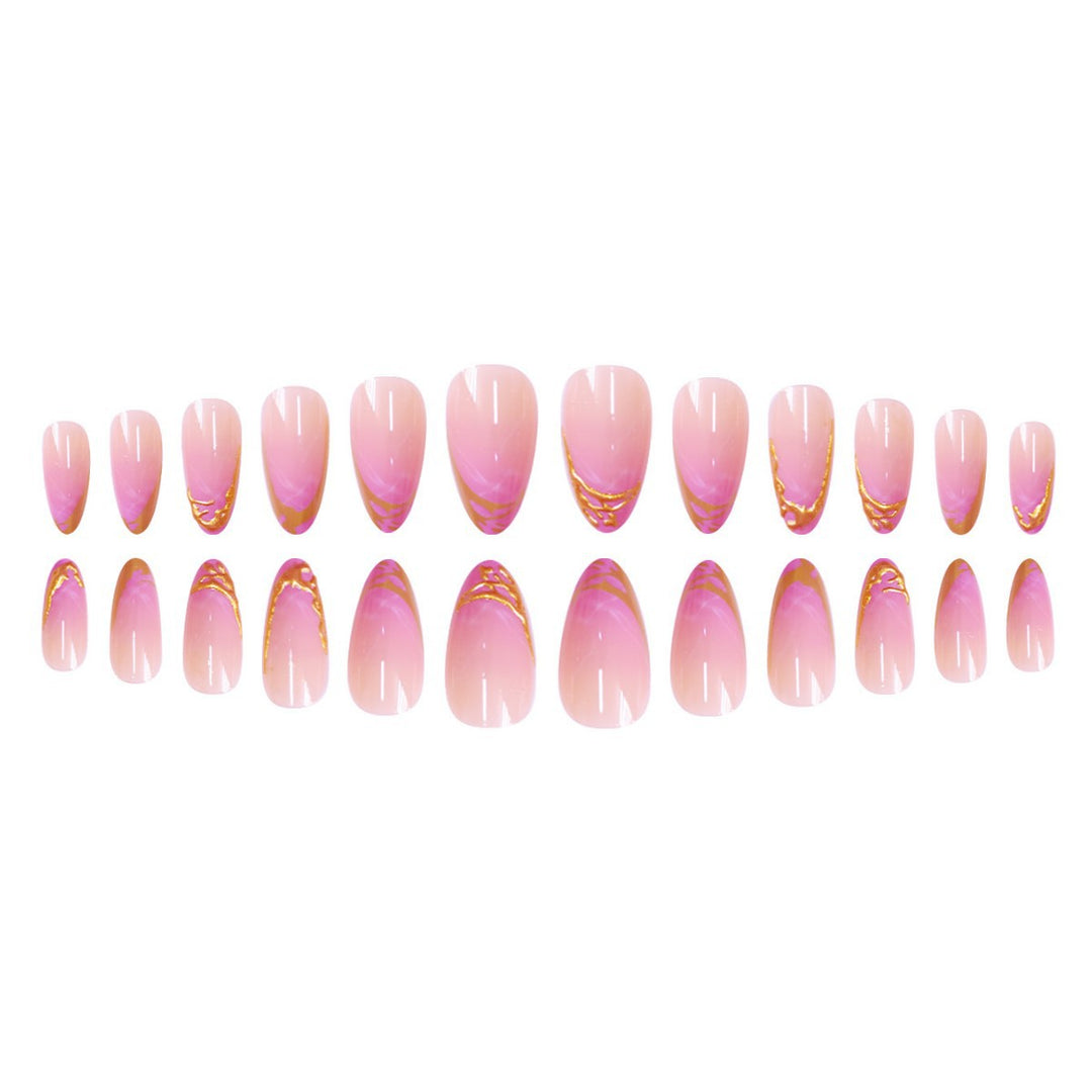 Elegant Stiletto Press-On Nail Extensions with Gold Tip Detail Kalsten