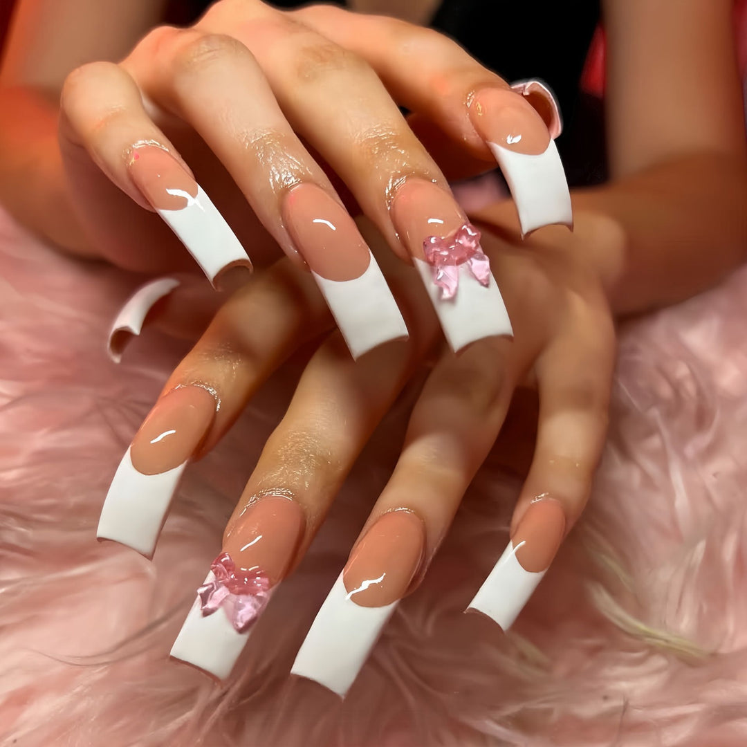 Elegant French Tip Acrylic Nail Enhancements Kalsten