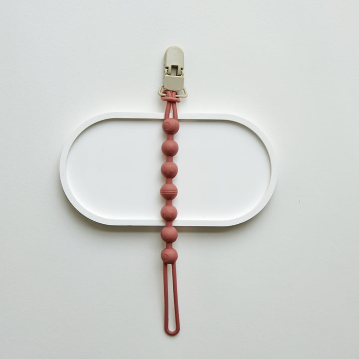 Infant Teething Bead Pacifier Holder Clip with Secure Clamp