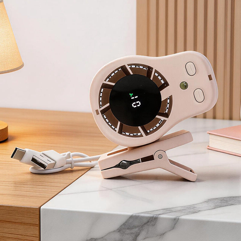 Women's Compact Clip Fan with LED Temperature Display Kalsten