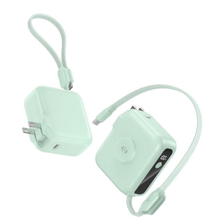 Compact charger with integrated USB-C cable and digital display Kalsten