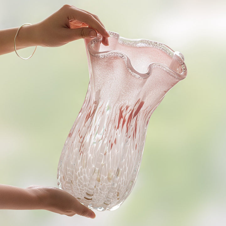 Sculptural Rippled Art Glass Decorative Vase Kalsten