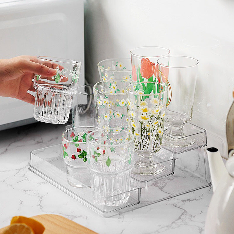Multi-tier acrylic cosmetic and jewelry organizer in stair shape