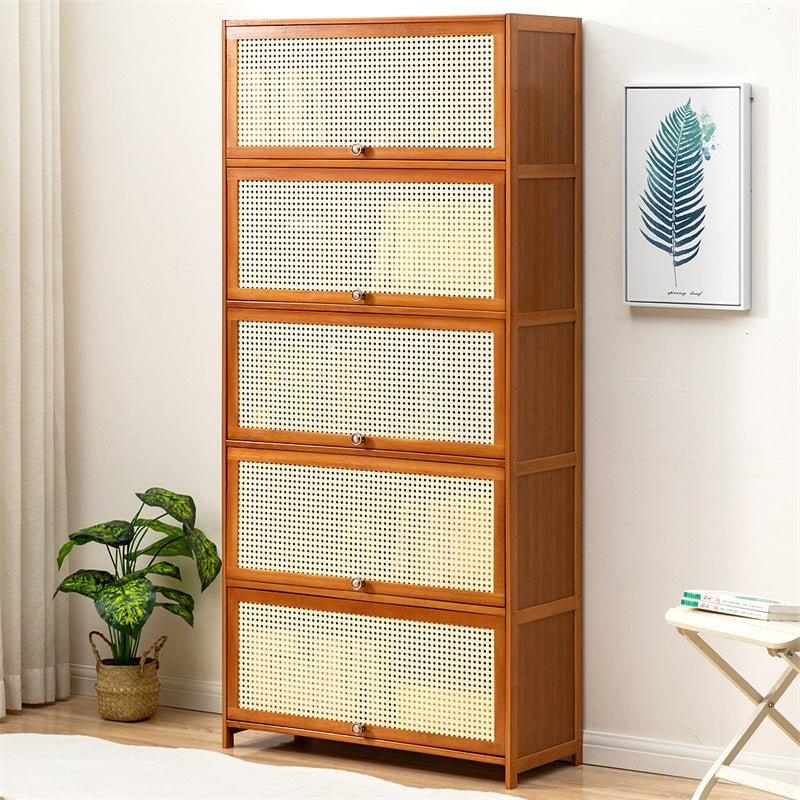 Storage chest with decorative rattan front and functional storage Kalsten