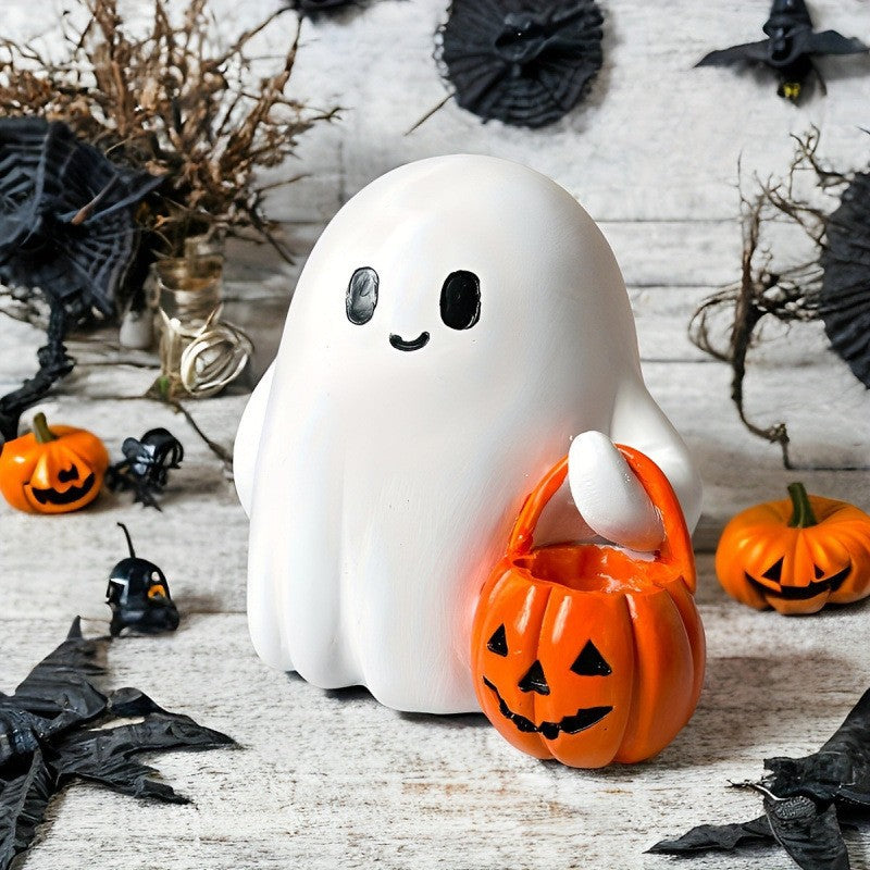 Whimsical Ghost and Bat Decorative Figurine Kalsten