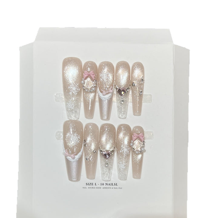 Decorative Stiletto Press-On Nail Set with Rhinestone and Glitter Accents Kalsten