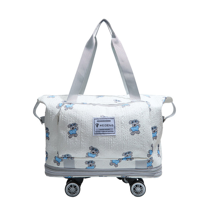 Cute Cartoon Bear Pattern Rolling Travel Duffle