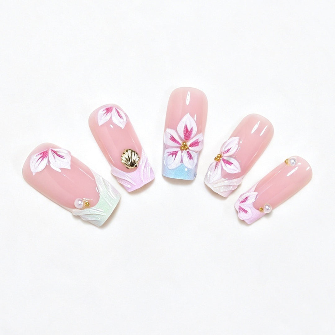 3D Floral Design Press-On Nail Art Kalsten
