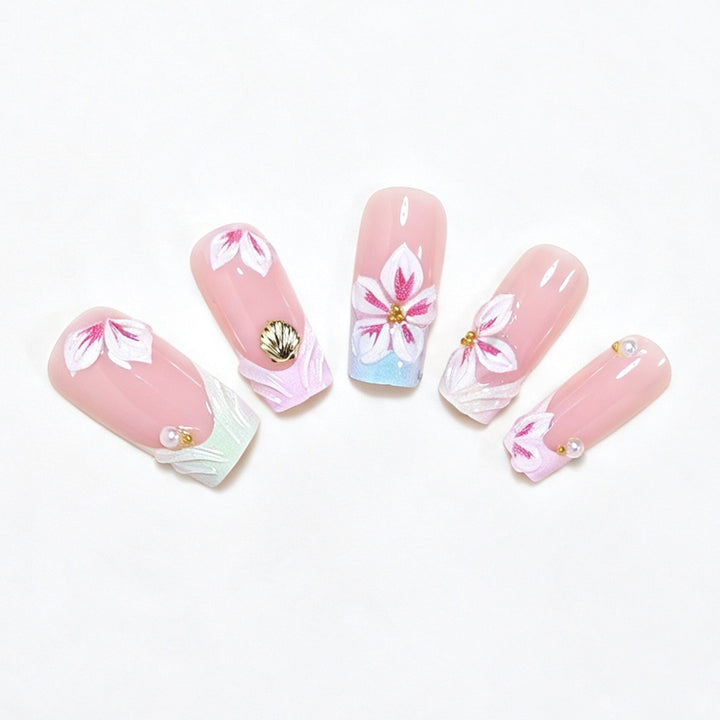 3D Floral Design Press-On Nail Art Kalsten