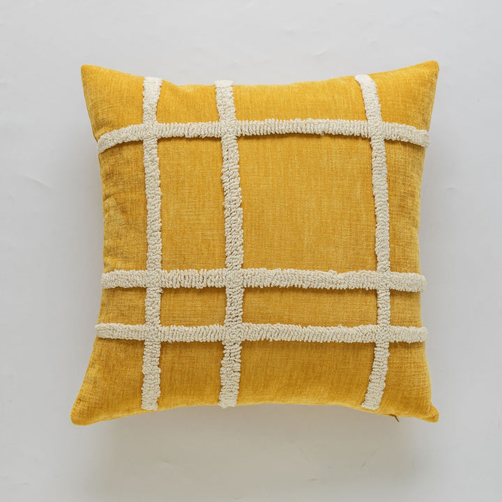 Decorative Textured Square Throw Pillow Cover with Wavy Chenille Loop Trim