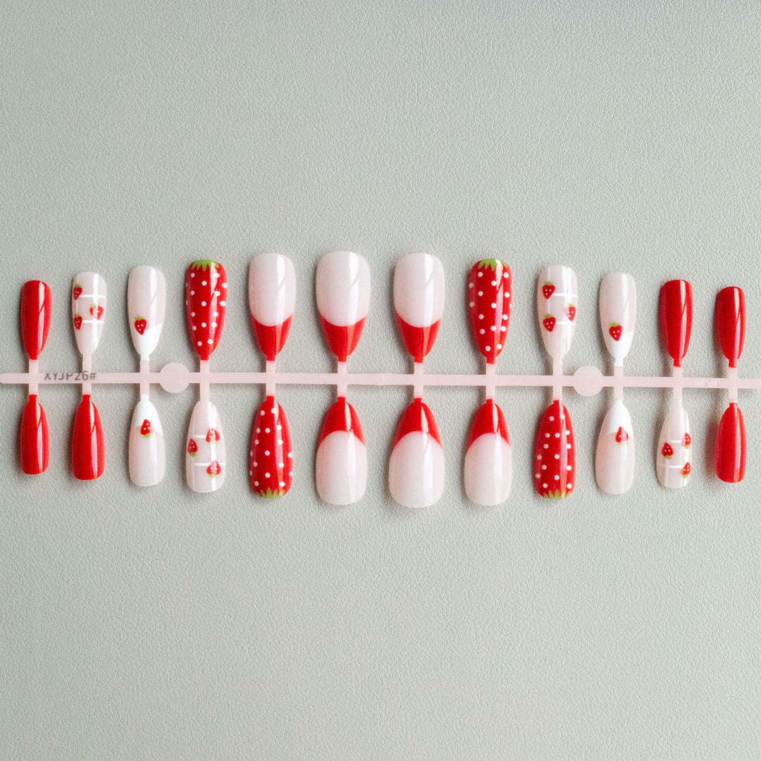 Strawberry-Themed Nail Art