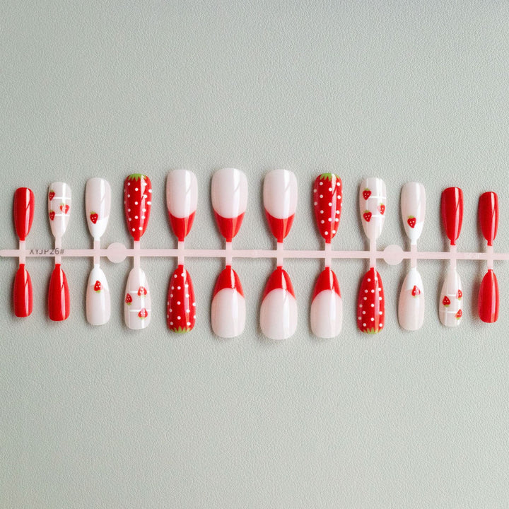 Strawberry-Themed Nail Art