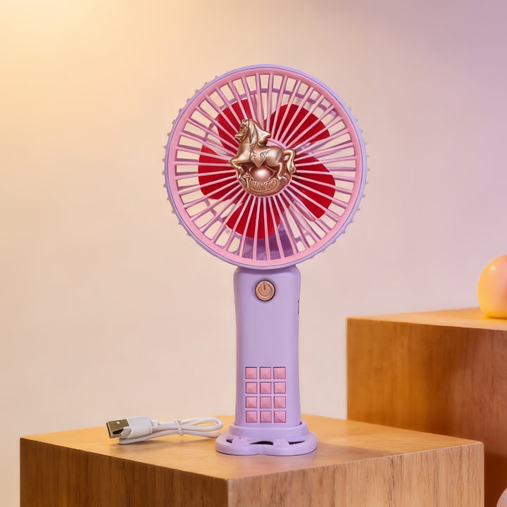 Ladies portable hand fan with playful horse motif Kalsten