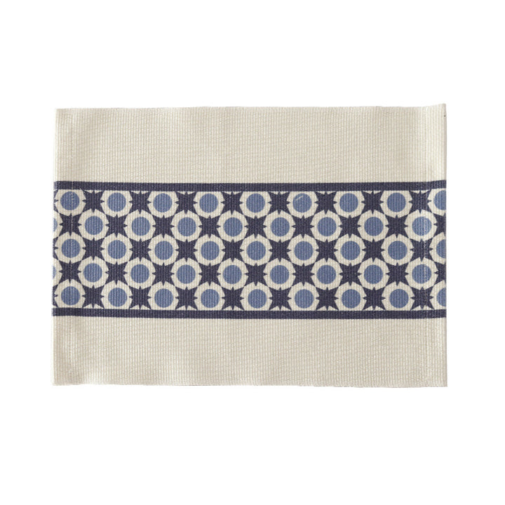 Woven placemat made of cotton blend with geometric diamond trim and fine texture Kalsten