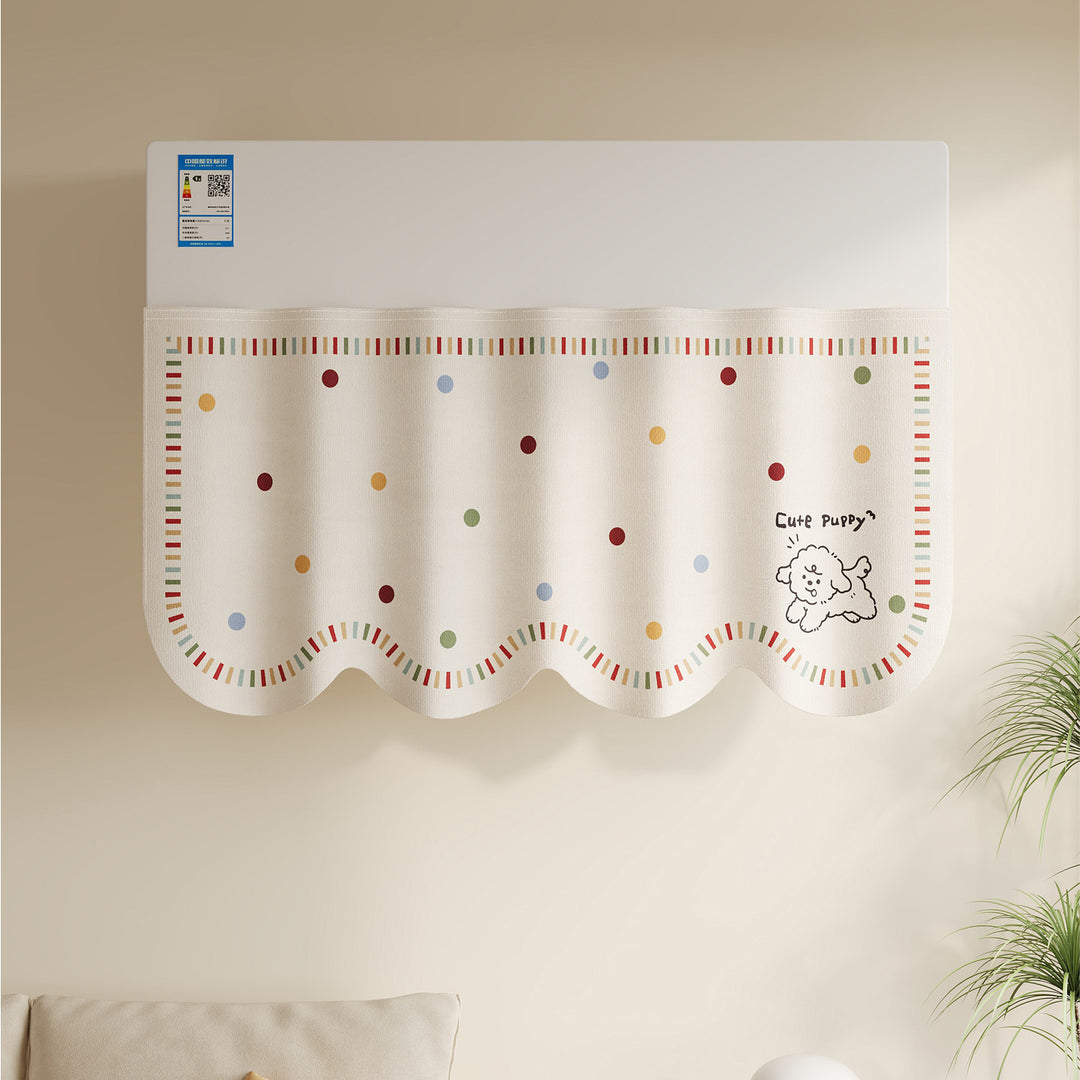 Decorative Refrigerator Top Cover with Scalloped Hem and Cute Puppy Print