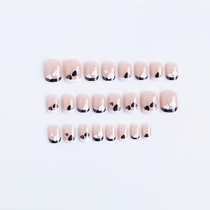 Artistic Heart-Patterned Press-On Nails
