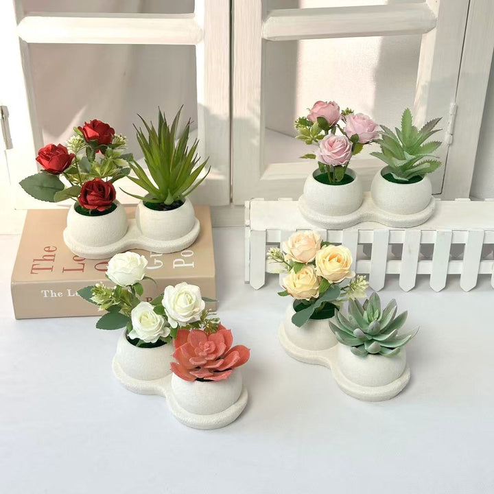 Decorative Succulent and Rose Arrangement for Home Decor