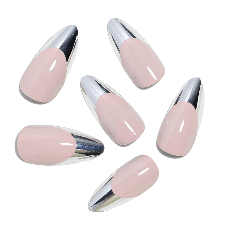 Glossy Stiletto Press-On Nail Set with Silver Accents Kalsten