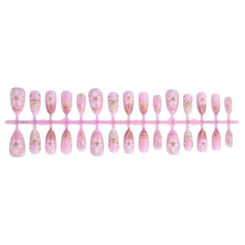 Elegant Floral-Embellished Press-On Nail Set Kalsten