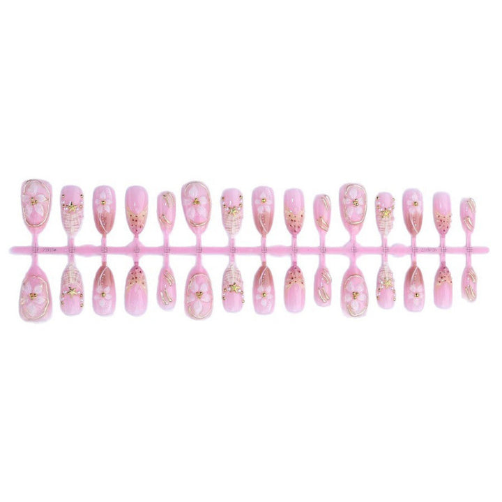 Elegant Floral-Embellished Press-On Nail Set Kalsten
