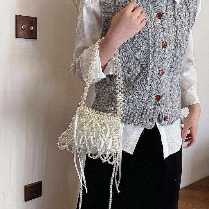 Decorative Beaded Drawstring Handbag