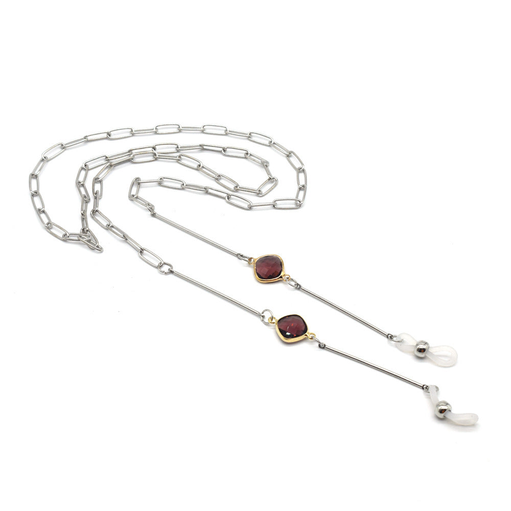 Fashionable glasses holder chain with colorful crystal pendants Kalsten