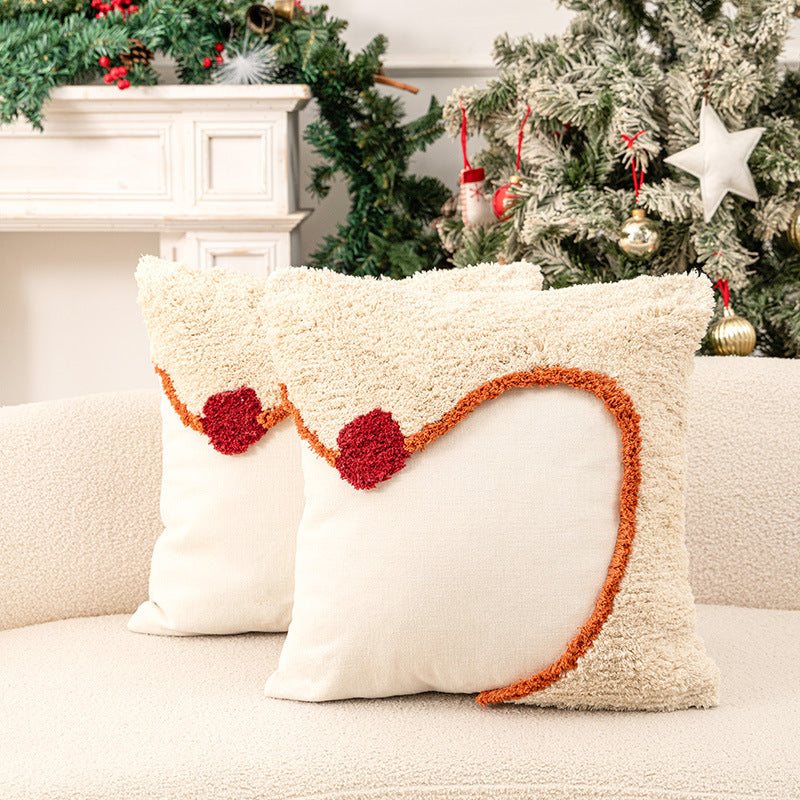 Holiday Tufted Chenille Square Throw Pillow with Raised Tree Motif and Hidden Zipper