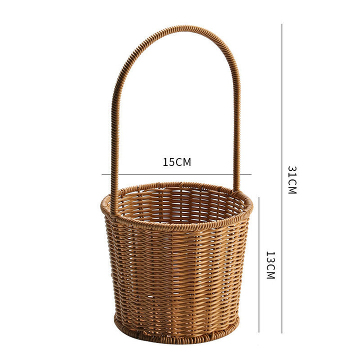 Decorative Woven Storage Basket with Mushroom Emblem Kalsten