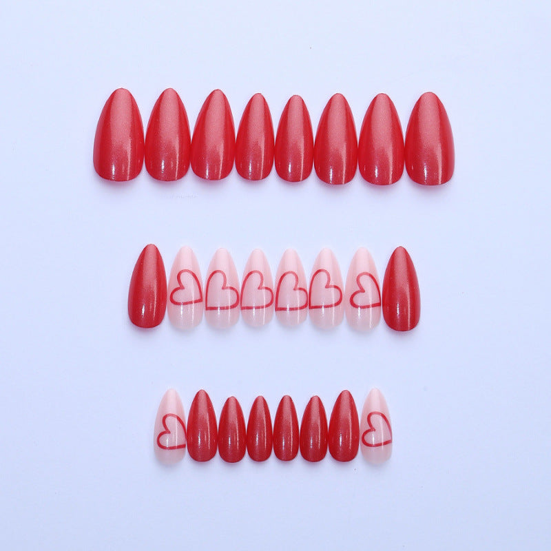 Artistic Heart-Embellished Press-On Nail Set