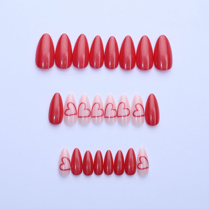 Artistic Heart-Embellished Press-On Nail Set