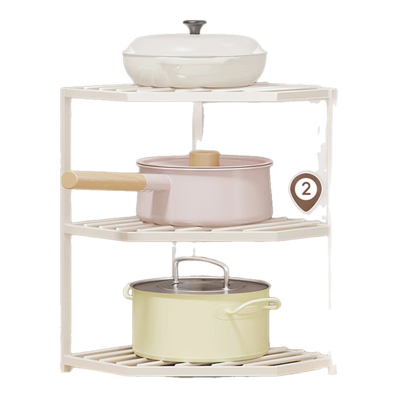 Corner Three-Tier Hexagonal Metal Mesh Kitchen Pot and Pan Organizer Rack