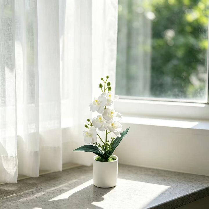 Elegant Artificial Orchid Plant Arrangement for Indoor Display