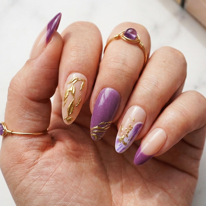 Artistic Floral Press-On Nails