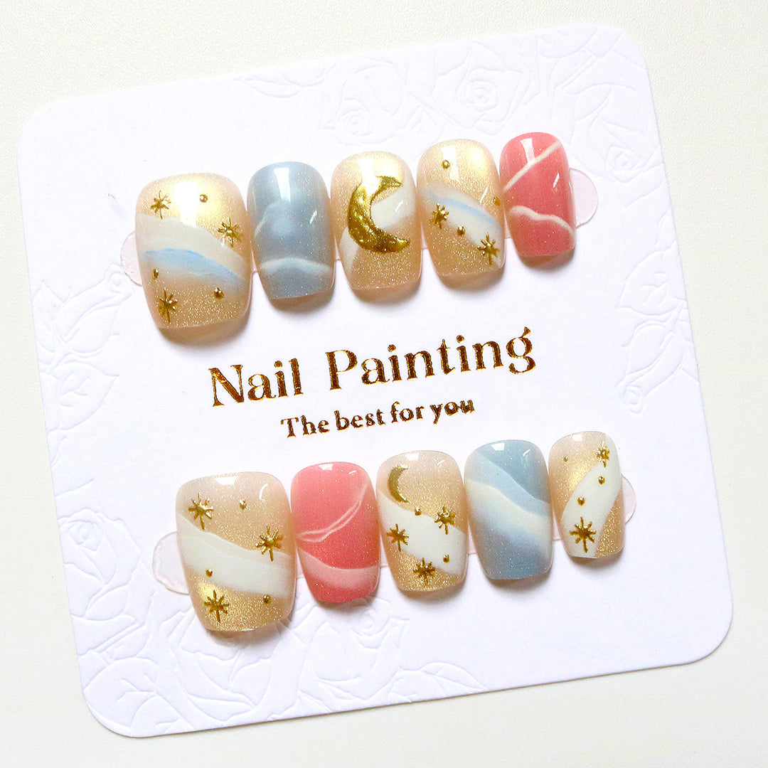 Celestial-Inspired Press-On Nail Art Set
