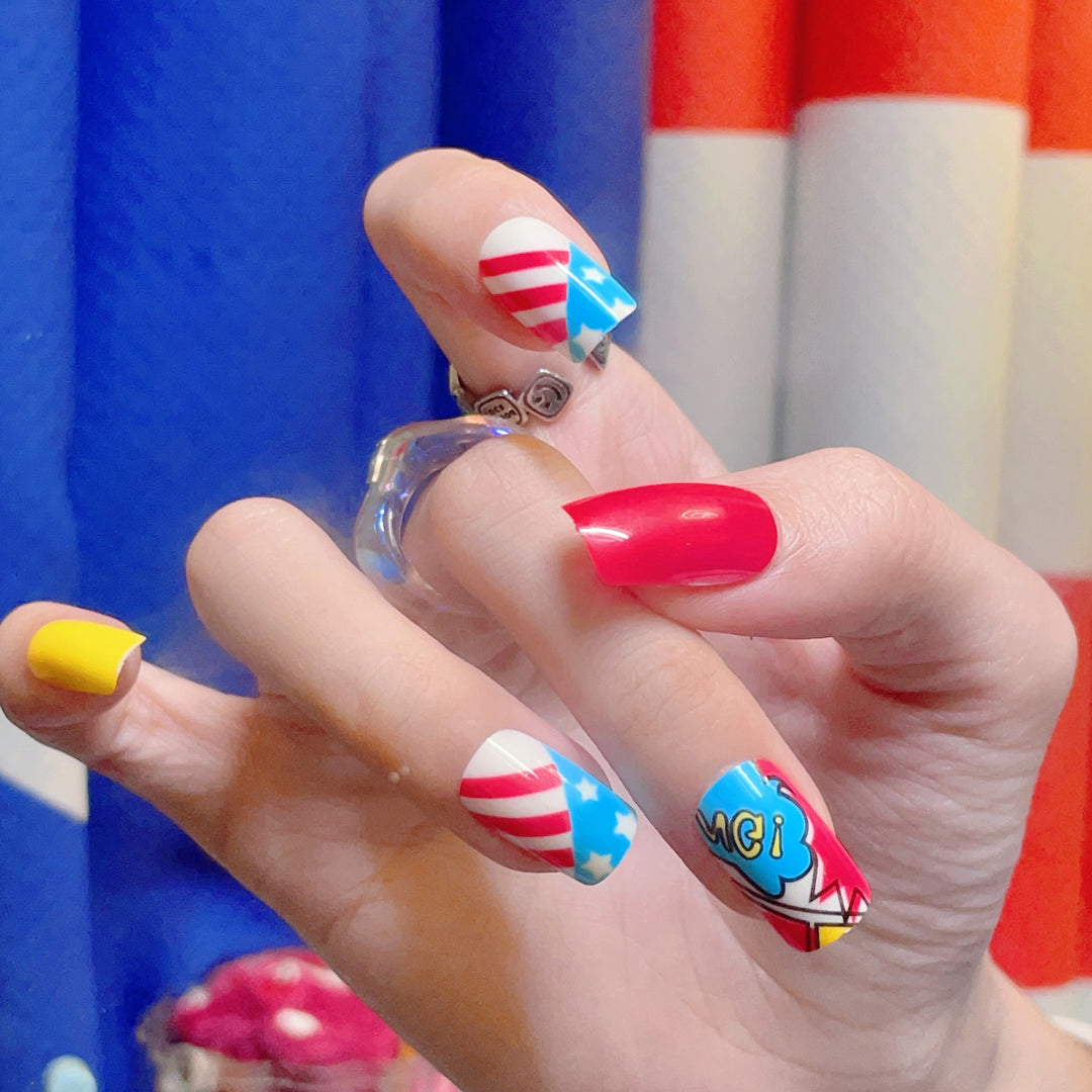 Playful Cartoon-Themed Press-On Nail Set