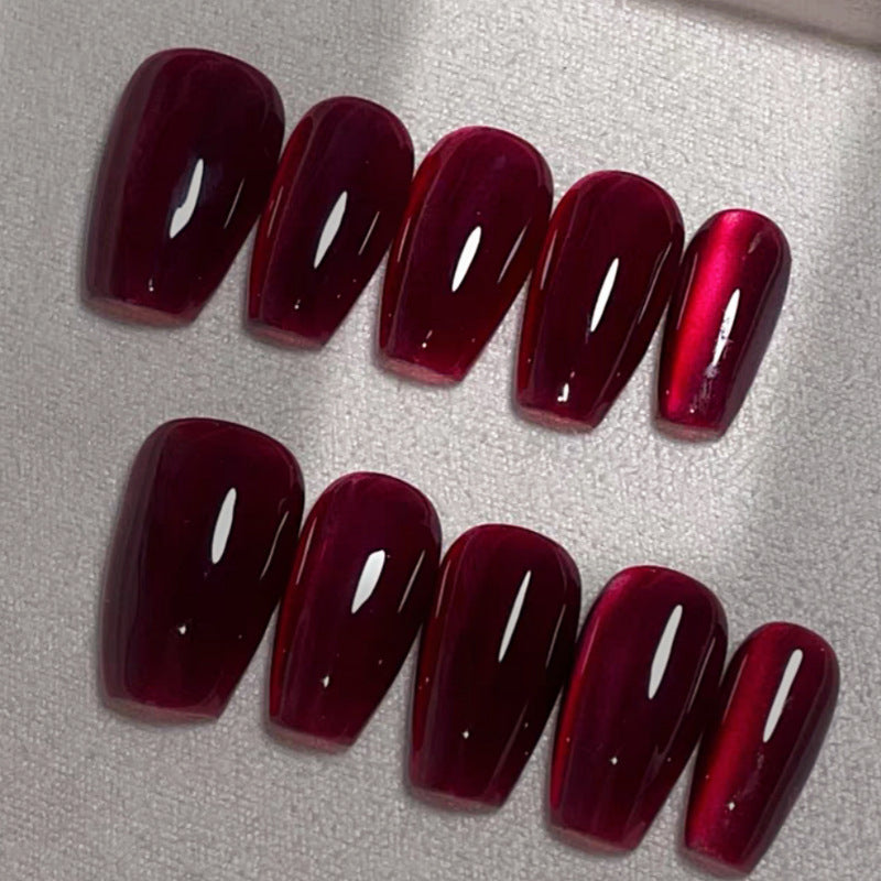 Glossy Deep Red Press-On Nails Kalsten