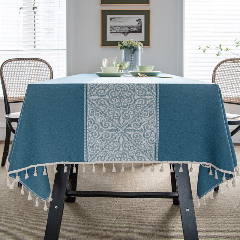 Decorative Tablecloth with Tassel Trim