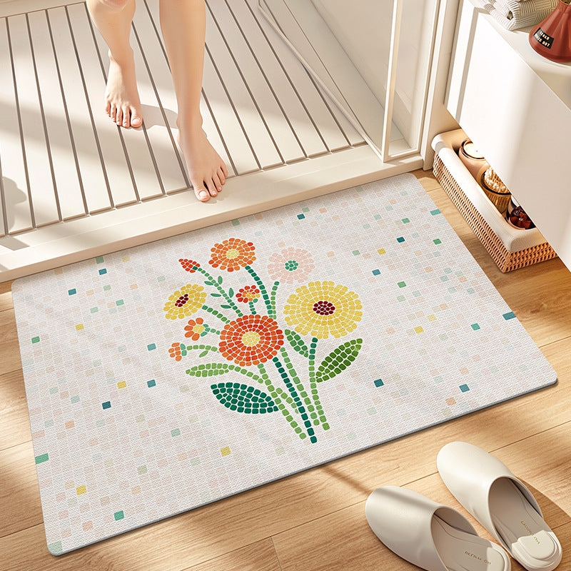 Floral Mosaic Bathroom Mat Kalsten