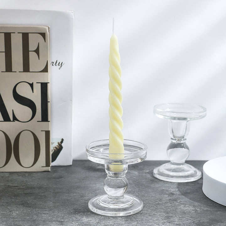 Pressed Glass Pedestal Candle Holder for Taper & Pillar Candles